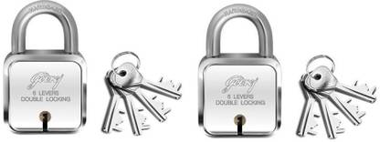 Godrej square lock 6 levers (4 keys) pack of 2 Padlock