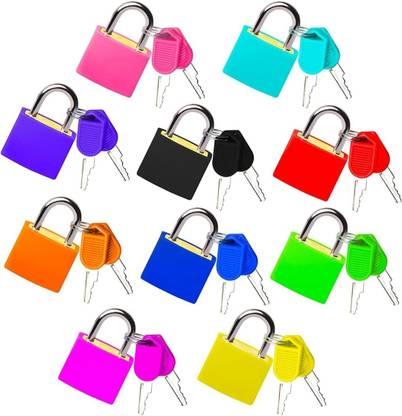 PuthaK 10 Colorful Small Padlocks with 2 Keys for each Padlock