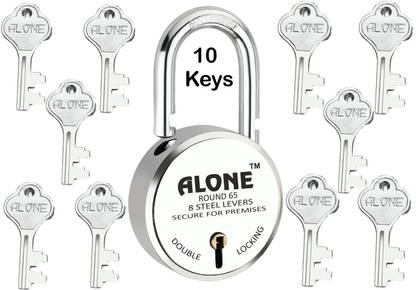 alone Special Round 65mm Lock for Home Gate Shop & Shutter, Double Locking 10 Keys Padlock