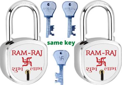RAM RAJ Shubh Labh same key lock set of 2, common key lock, 2 lock single lock and key Padlock