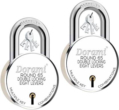 Dorami Round 65mm Locks | Hardened | Double Locking | Multiple Key Combinations (2 Pcs) Padlock