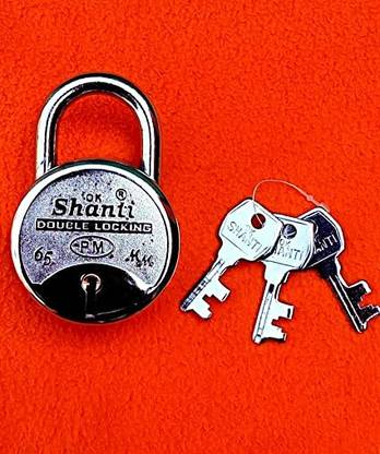 Lapfuture OK Shanti Double Locking Make in India Aligarh 65MM Lock 9 LEVERS (With 3 Keys) Padlock