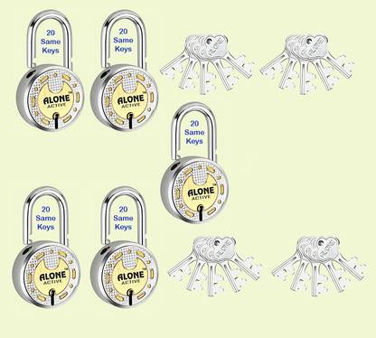 alone Round 65mm 20 Same Keys 5 Padlocks for home door gate shutter Brass Combination Padlock