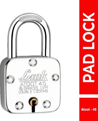 Link Atoot 45mm Lock | Steel Body | Hardened Shackle | Brass Lever| Made in India Padlock