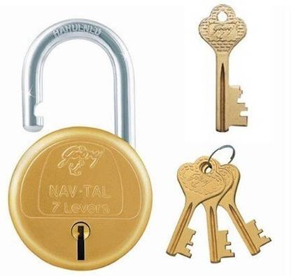 Godrej NAVTAL BRASS LOCK 7 LEVERS (4 KEYS ) Padlock