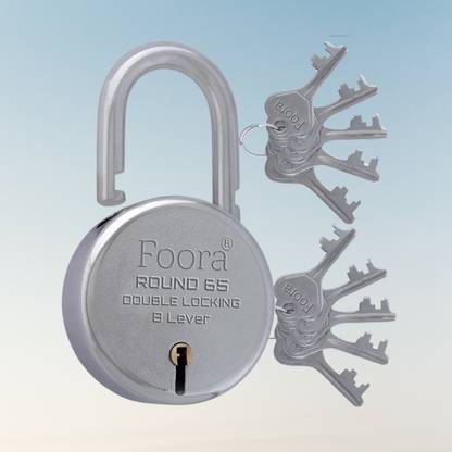 LINK O LINE Foora Round 65mm Padlock with 10 Keys and key chain , 8 Levers Door Lock Padlock
