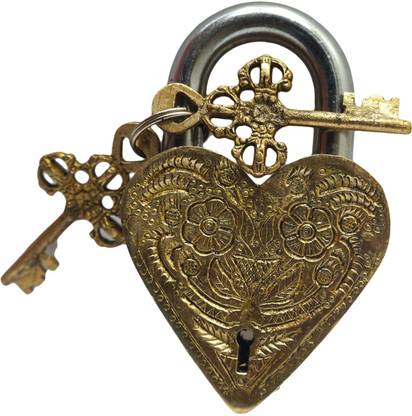 Peekdee Antique Style Padlock with 2 Keys Working Functional Handmade Brass Lock Lock