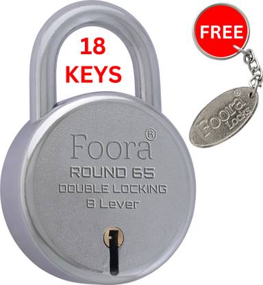 Foora Round 65mm padlock and 1 key chain Double locking Apartment hostel(with 18 Keye) Padlock