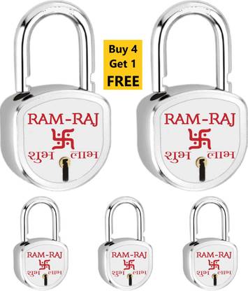 RAM RAJ Lock and key Buy 4 Get 1 Shubh Labh Lock with 3 Keys Each, Steel 65mm Padlock Padlock