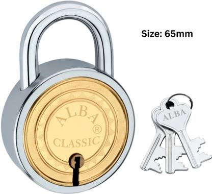 ALBA Classic Pure Brass Padlock with 3 Milled Keys Rust Proof Mechanism Lock,65 mm Padlock