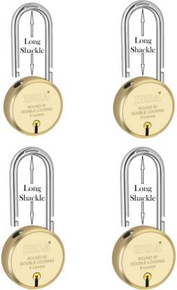 IBDA long shackle | small lock & key |Double Locking| Pk of 4 | Rivetless Steel Body Lock