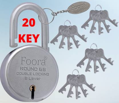 Foora lock and key door lock for home round 65mm pad lock with 20 keys for gate Padlock