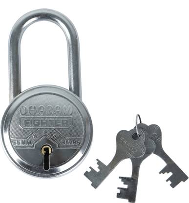 Harsh Dharma Fighter With 3 keys 65mm 8 Levers Singal Locking Pad Lock (Sliver ) Lock