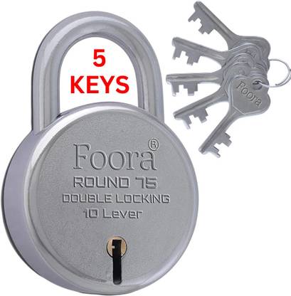 LINK O LINE Round 75 Big Size Lock with 5 Keys, Double Locking, 10 Lever Lock Padlock