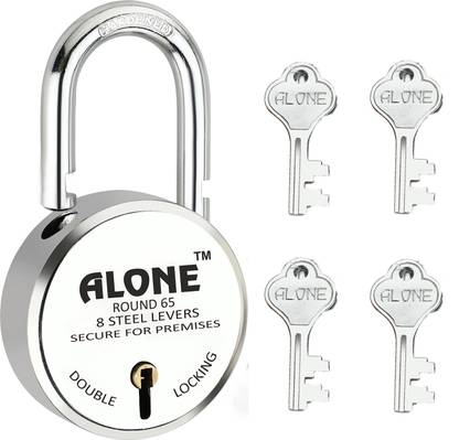 Fithome Alone Round 65mm Lock for Home Link Gate Shop Shutter, D/L 4 Keys (pack of 1) Padlock