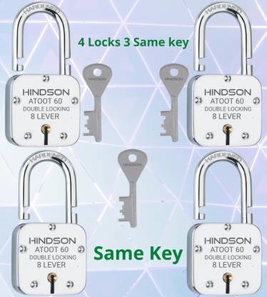 HINDSON Same Key Lock, 4 Same Key Lock Set, Common Key Lock Set of 4 atoot 60 Lock