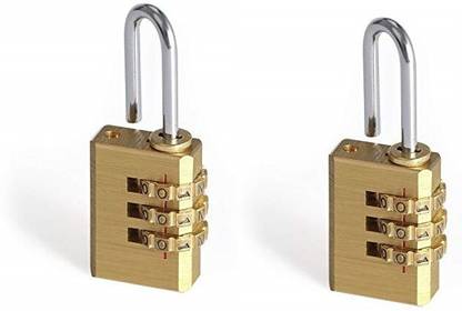 Volo Painted Metal Luggage 3 Digit Pad Lock (Gold 2 pcs)_EASY Combination Lock