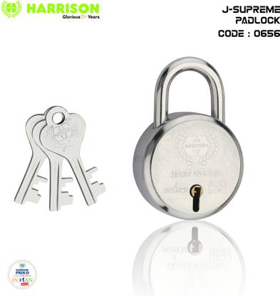 HARRISONLOCK Round Padlock 50mm 6 Lever With 3 Keys J-SUPREME-0656/ Mild Steel Material Padlock