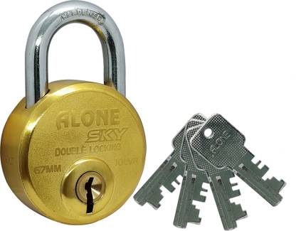 alone Sky Round 67mm lock 4 Keys Padlock for door Gold Finish Padlock