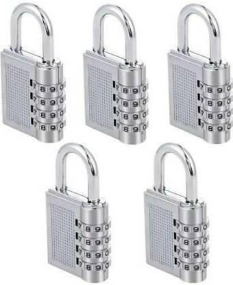 HENJI Unikkus Set of 5 Number Lock for home, Combination Lock (Silver) Combination Lock