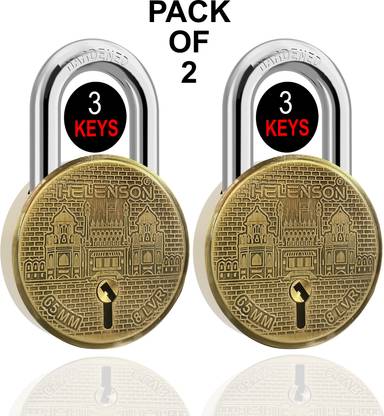 HELENSON Round 65mm Lock | Hardened Shackle | Dual Locking | 8 LVR (Pack of 2) Padlock