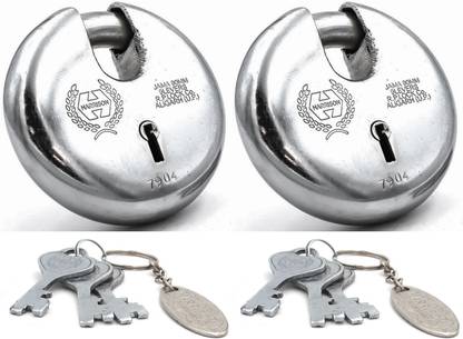 HARRISON Round Padlock 90mm 8 Lever with 3 Keys JAMA-0022 Pack of 2/ Steel Material Padlock