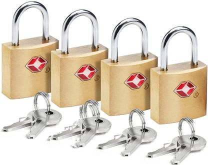Bluedeal TSA Approved Brass Mini Padlock, Brass Luggage Locks, Brass Lock with Key-4 pcs Lock