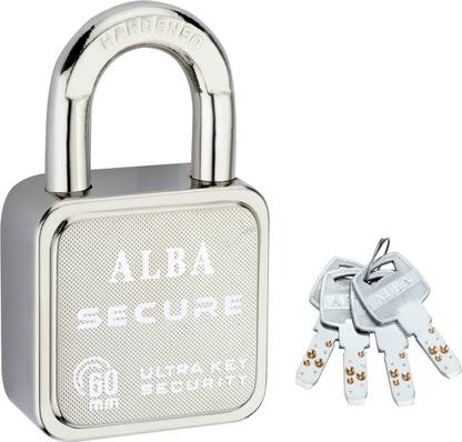 ALBA Secure Hi-Tech Padlock with 4 Brass Ultra Keys Rust Proof Mechanism Lock,65 mm Padlock