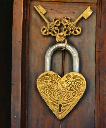 Quickcollection Heart Shape Brass Padlocks Security Lock Hand Carved Metal With 2 Key Lock