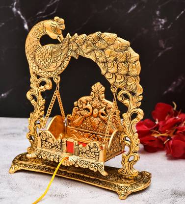 HOUZZPLUS Metal Swing Laddu Gopal Jhula for 0-2 NO Laddu Gopal, Meenakari laddu Gopal Jhula Jhula