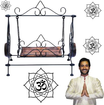 DIGIAPSTECH Wooden Metal Lord Radha Krishna Jhula Swing Kanha Bal Laddu Gopal Janmashtami Jhula