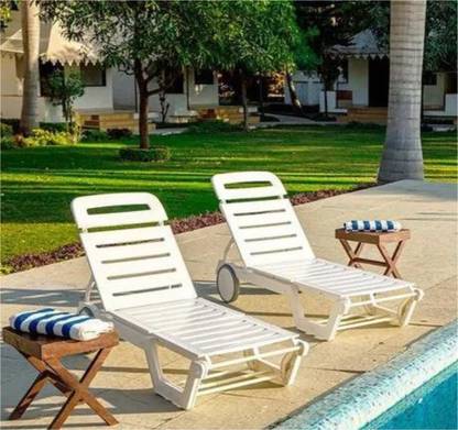 ITALICA Plastic Sun lounger with Wheels/Modern Pool Side/Swimming Pool, Without Cushion Plastic Lounger