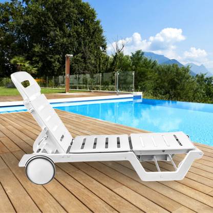ITALICA Plastic Sun lounger with Wheels/Modern Pool Side/Swimming Pool, Without Cushion Plastic Lounger