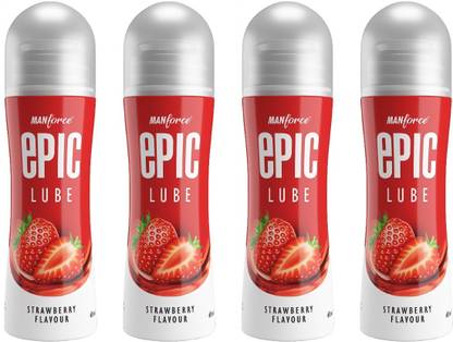 MANFORCE Epic Strawberry Flavored Lube, 60 ml x Pack of 4 Lubricant