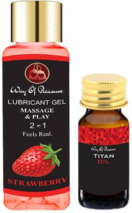 Way Of Pleasure Lubricant Water Based Lube Gel Strawberry Flavor with Titan Red Oil Lubricant
