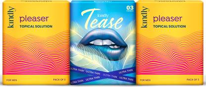 Kindly His Pleaser Delay/Topical Wipes - Pack of 6 with Free Pack of 3 UltraThin Condoms Lubricant