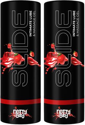 NottyBoy Slide Intimate Lube & Massage Gel, Strawberry Flavoured, 2-in-1 Use, Water Based Lubricant