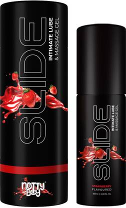 NottyBoy Slide Intimate Lube & Massage Gel, Strawberry Flavoured, 2-in-1 Use, Water Based Lubricant