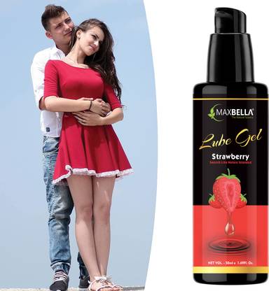 मैक्सबेला Water-Based, Strawberry Flavour Lube | Stain Free, Warming लुब्रीकेंट