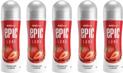 MANFORCE Epic Strawberry Flavored Lube, 60 ml x Pack of 5 Lubricant