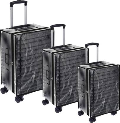 KLASSY Transparent Trolley Bag Cover PVC Dust Proof Cover Pack Of 3 Combo Transparent Trolley Suitcase Waterproof Cover Luggage Cover