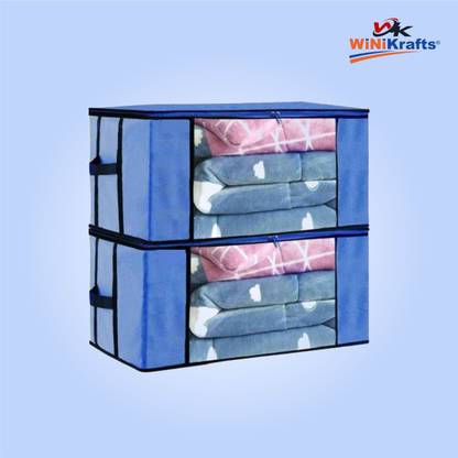 B5 INDUSTRIES lanket storage bag for wardrobe organizers| Non woven window extra large (pack of 2) Luggage Cover