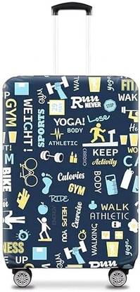 Classy Cultures Navy Blue Cover Trolley Bag Navy Blue Lycra Stretchable Trolley Bag Cover Luggage Cover