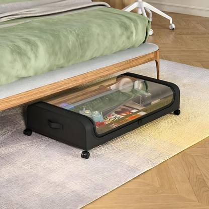 KitchExpo Shoes, Toys, Books With Clear Cover And Lockable Wheels Under The Bed/Sofa Home Storage Organizer Box For Large Clothes Luggage Cover