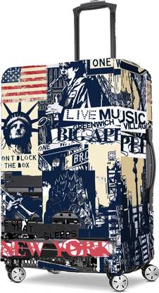 JANKISFASHION Printed Travel Suitcase Trolley Bag Protector - Scratch & Dust Proof Stretchable & Scratchproof , Reusable And Washable, Durable Fabric Luggage Cover