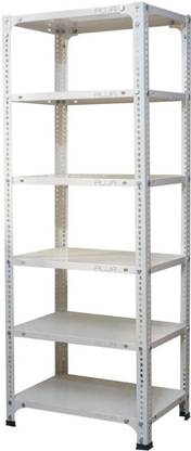 ALIJA Slotted Angle Metal Rack with 6 Shelves Storage Rack unit (22 Gauge shelf 16 gauge angle) (Full Ivory) Luggage Rack