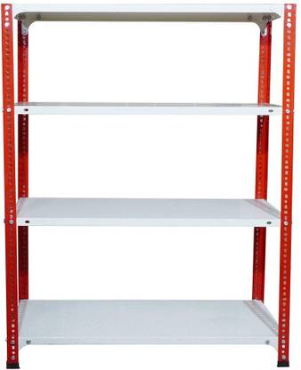 Menage Slotted Angle Rack with 4 Shelves Storage Rack Unit (Red, 48 x 36 x 12 Inch) Luggage Rack
