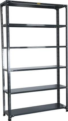 Mil-Nil PRIME CRC SHEET 6 Shelf 24 Gauge Slotted Angle Rack 18 Gauge (72X36X12 IN, Grey) Luggage Rack