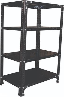 ALIJA Slotted Angle Metal Rack (3 x 2x 1.25 Ft. / 36 x 24 x 15 Inch) with 4 Shelves Storage Rack unit (22 Gauge shelf 16 gauge angle)Black Luggage Rack