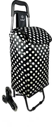 EverBest Foldable Stair Climbing Shopping Trolley Bag (Black Polka) Luggage Trolley